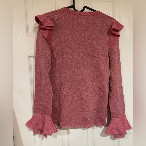 Alice + Olivia Pink Glitter pink mittie sweater size M - Picture 6 of 8